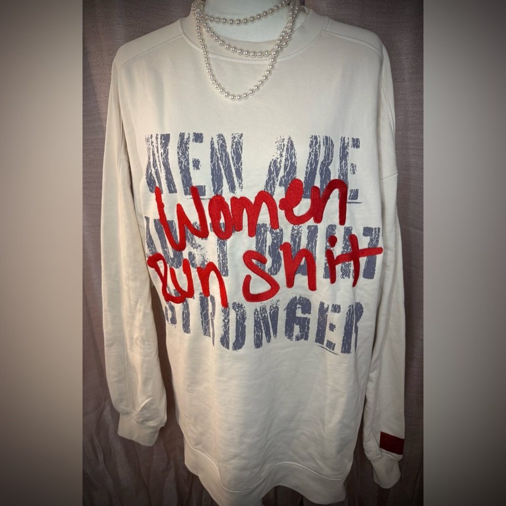 Urban Outfitters UO CHNGE Women Run Sh** Ivory Crew Neck Sweatshirt NWT sz MED.